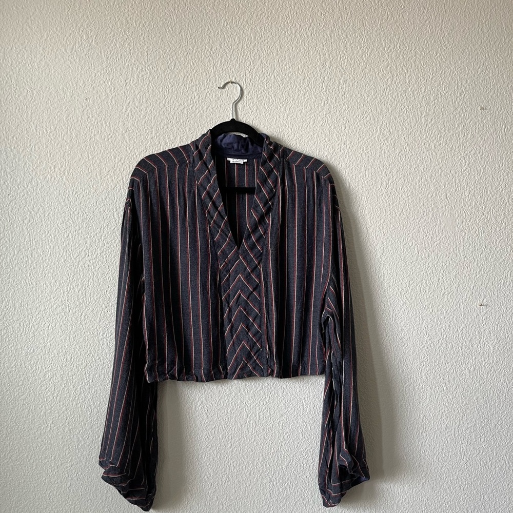 34N 118W Striped Long Sleeve Crop Top Size Small